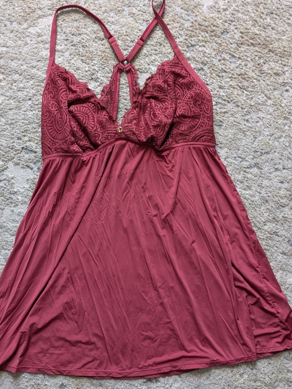 Ashley Graham Plus Size 2x Lace-Bodice Teddy Wine Colour Lingerie Feminine